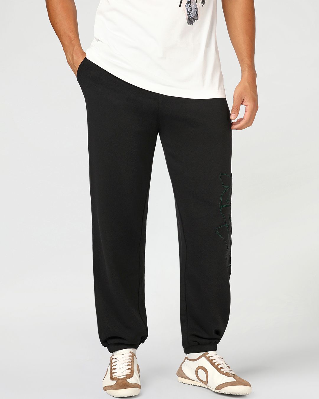 Men's Black Reset Applique Oversized Joggers - Image 7