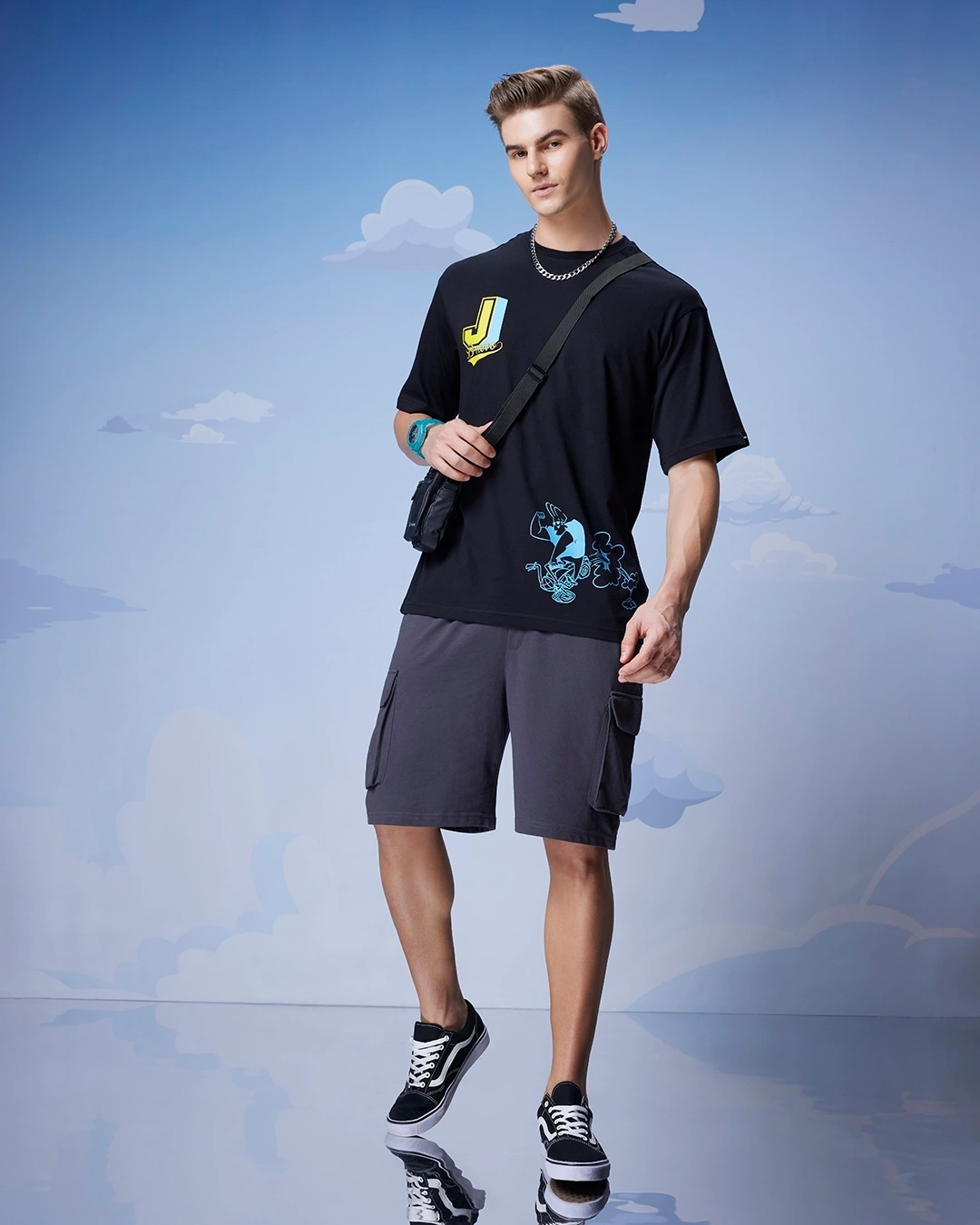 Men's Black Johnny Biker Graphic Printed Oversized T-shirt - Image 5