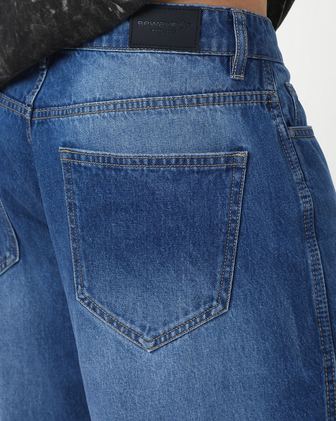 Men's Blue Washed Baggy Fit Shorts - Image 2