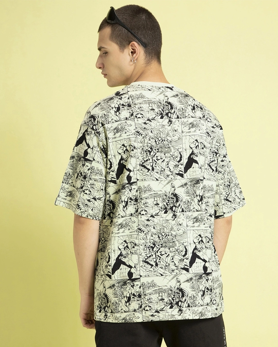 Men's Green & Black All Over Printed Oversized T-shirt - Image 6