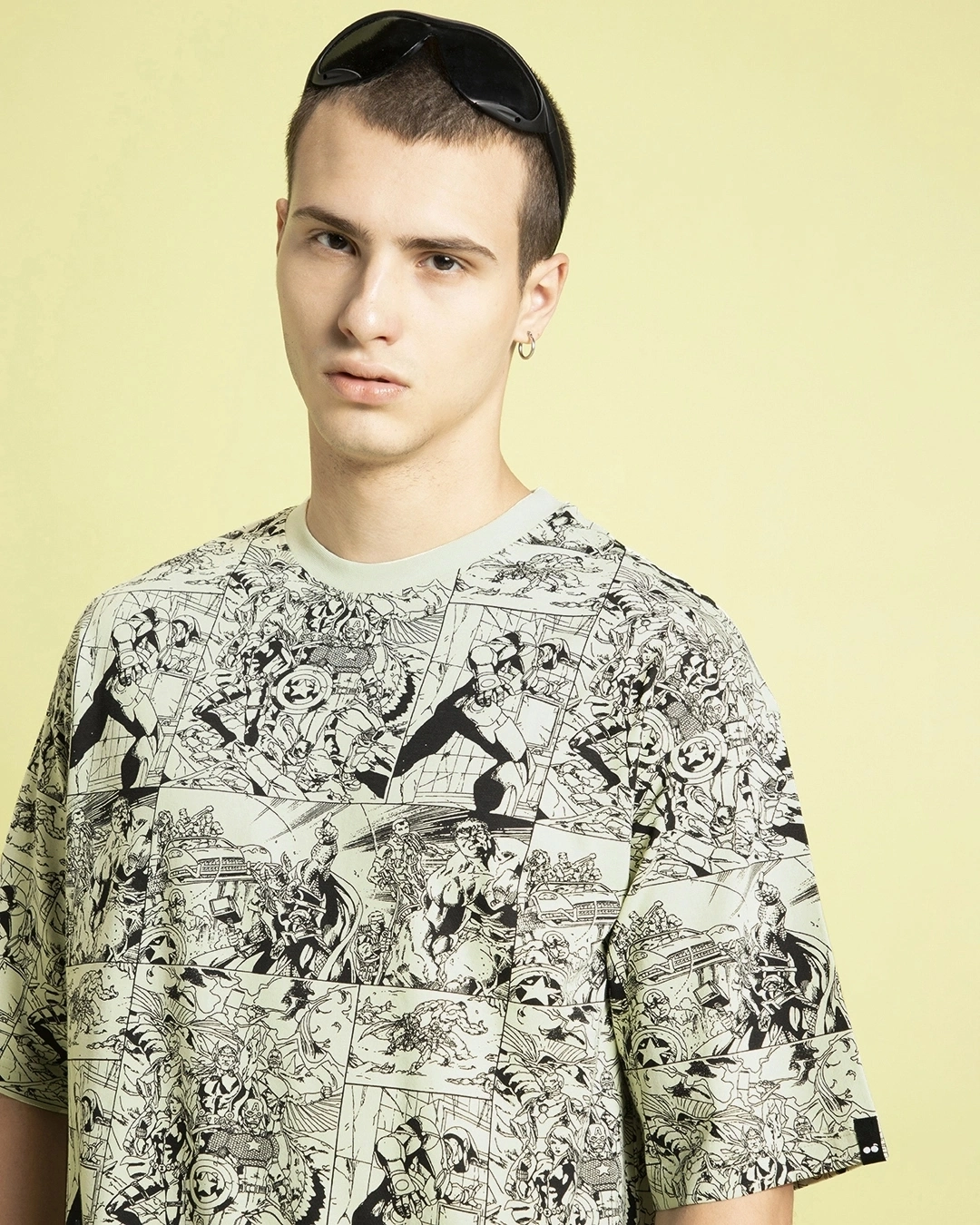 Men's Green & Black All Over Printed Oversized T-shirt - Image 5