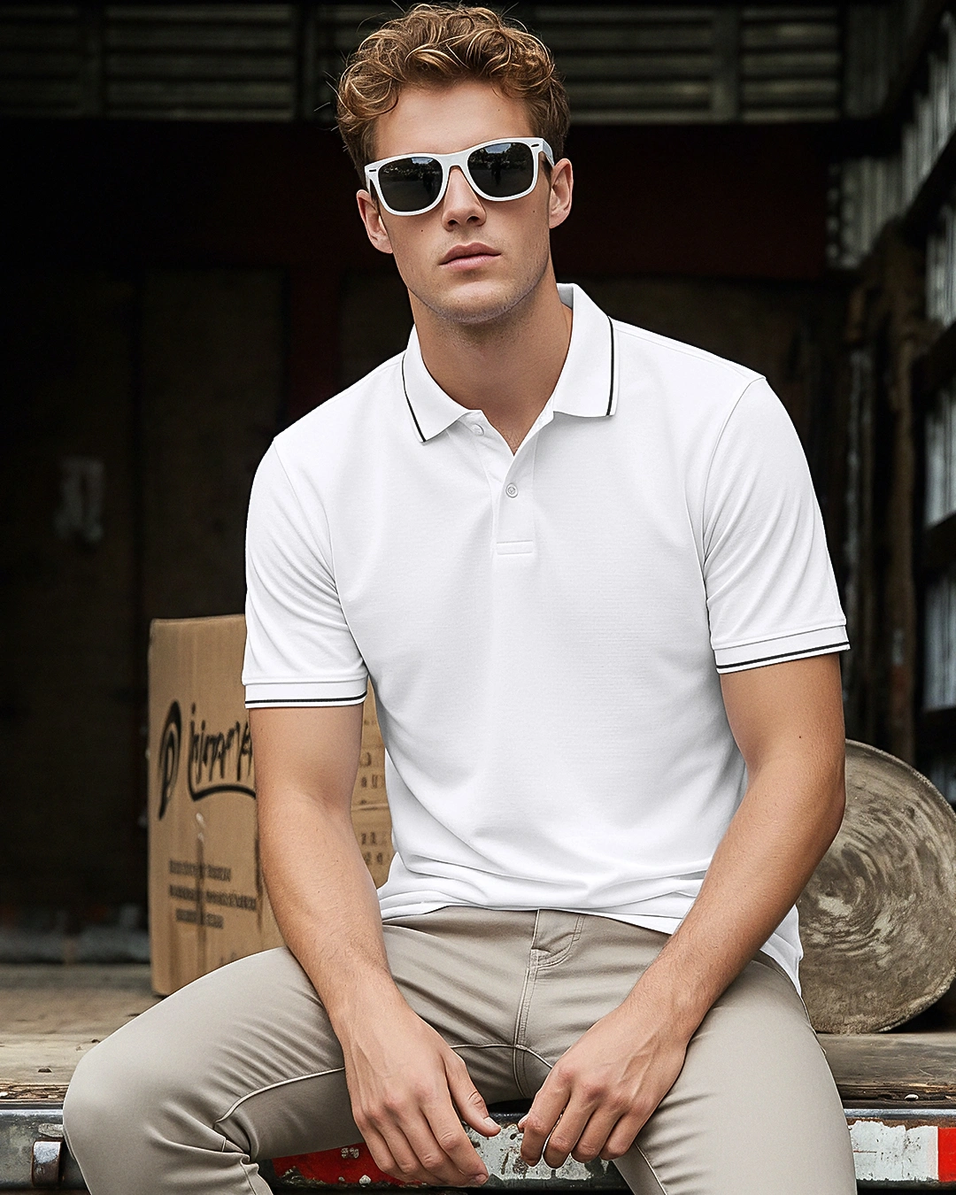 Men's White Polo T-shirt