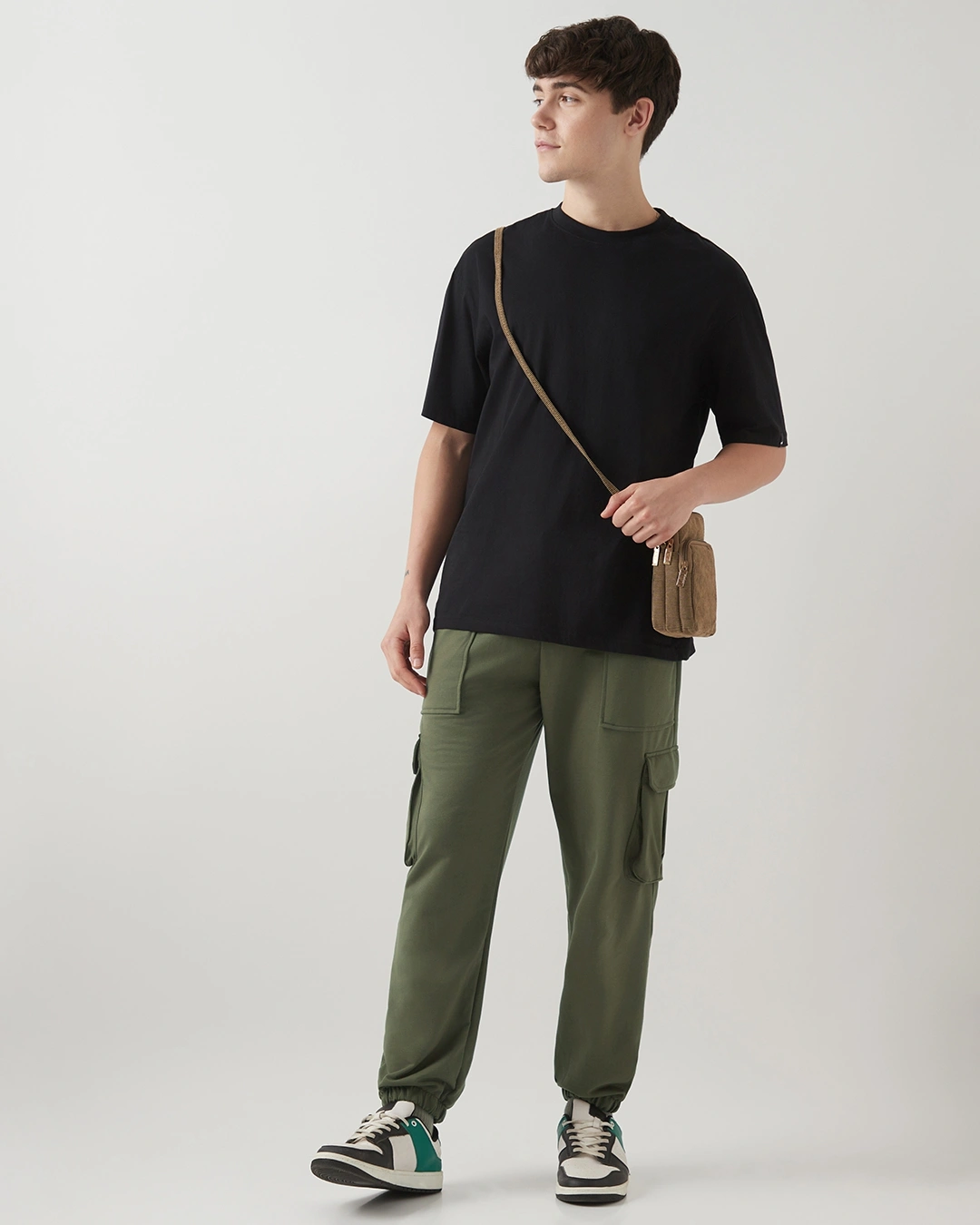 Men's Winter Moss Green Oversized Cargo Joggers - Image 7