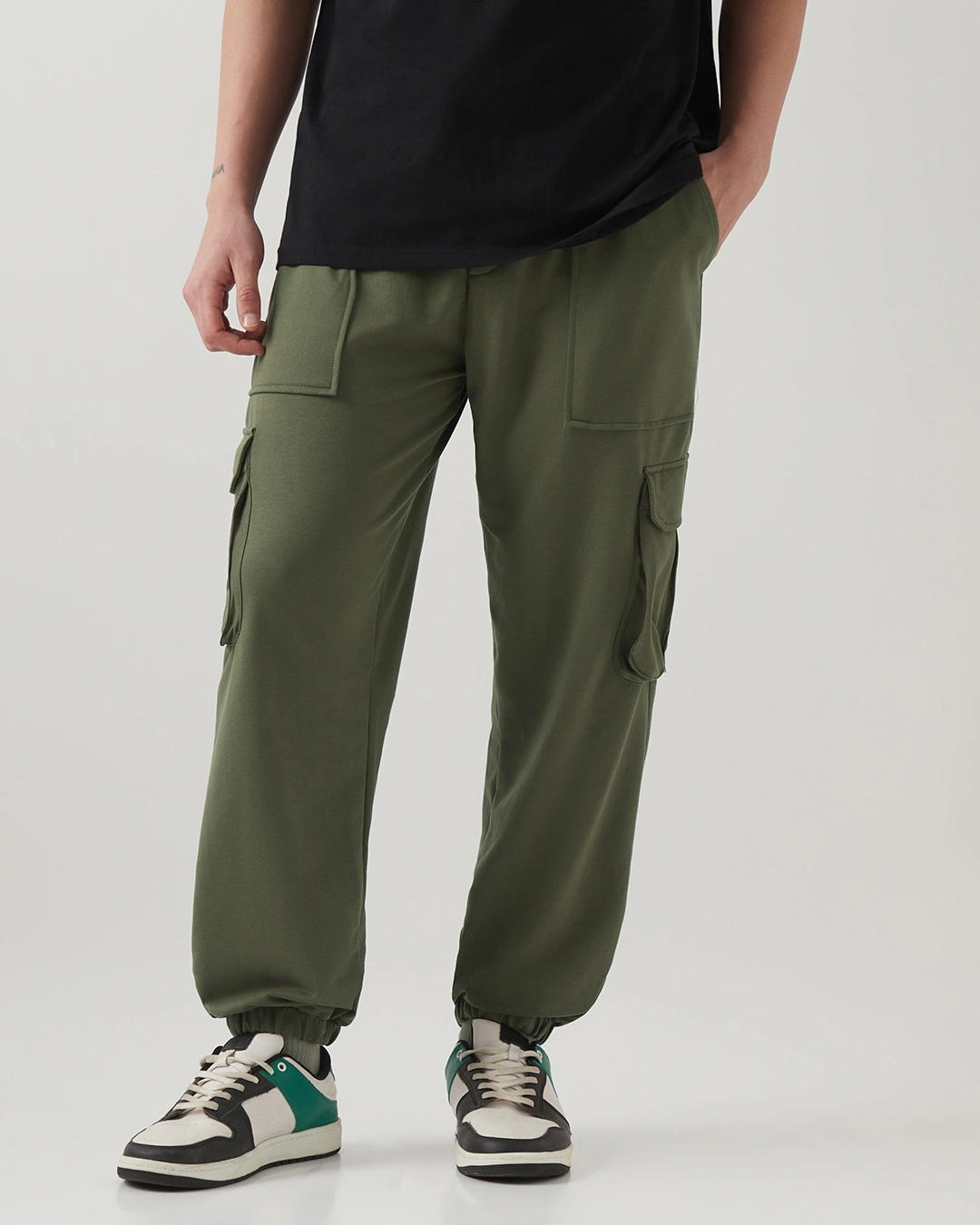 Men's Winter Moss Green Oversized Cargo Joggers - Image 10