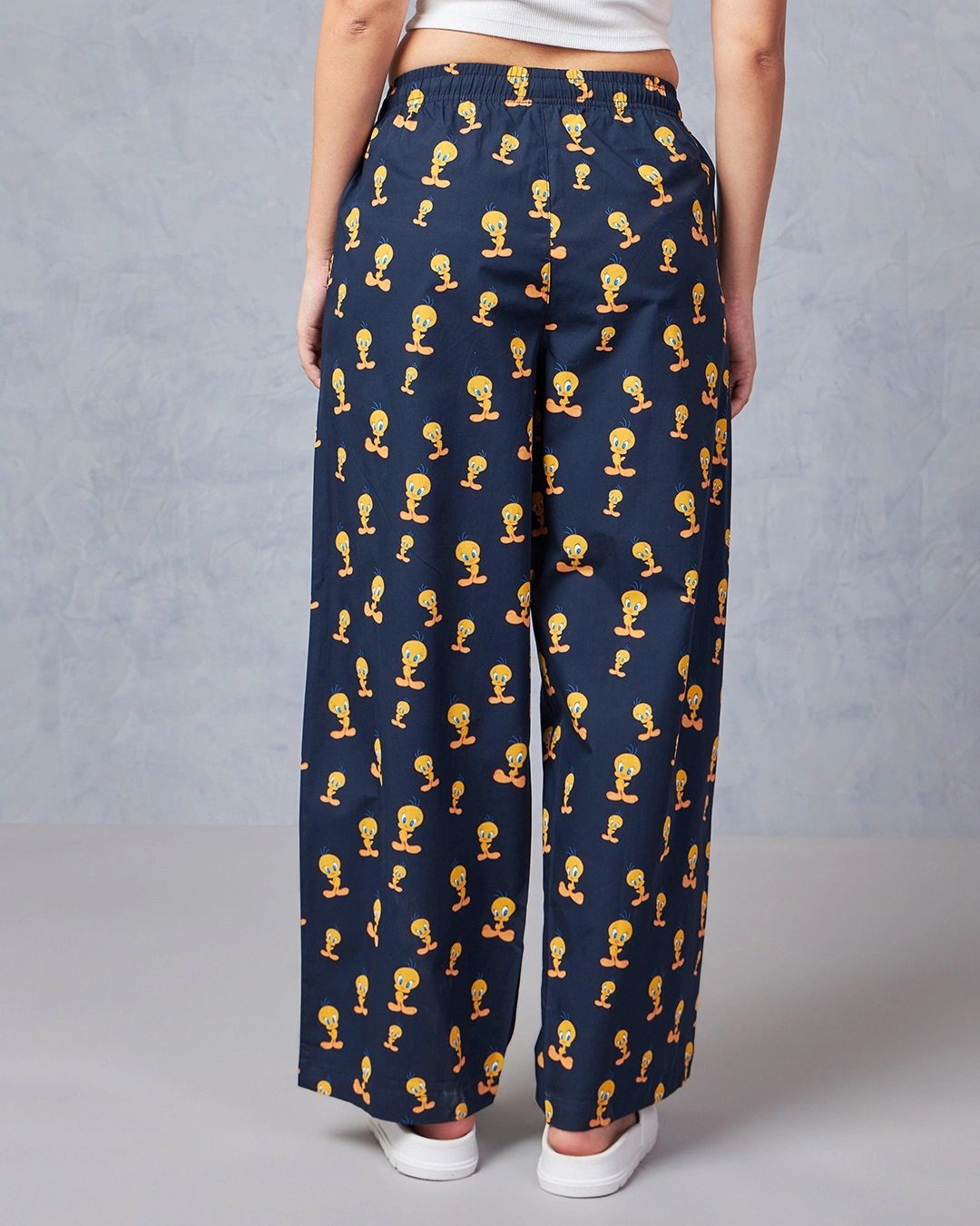 Women's Blue Tweety All Over Printed Wide Leg Pyjamas - Image 5