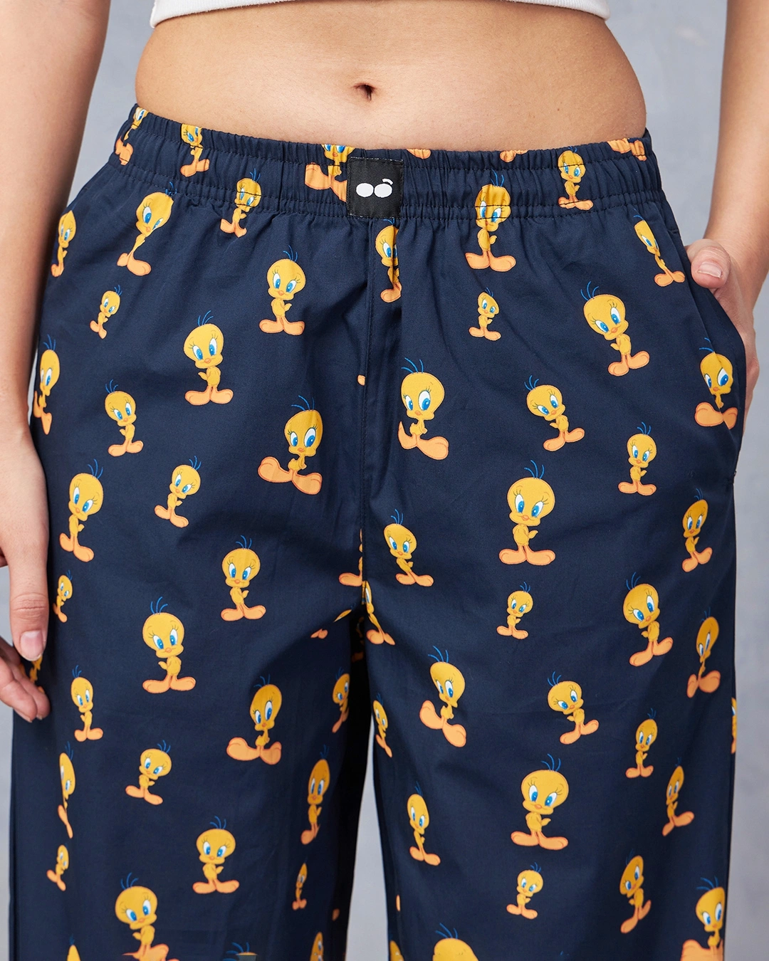 Women's Blue Tweety All Over Printed Wide Leg Pyjamas - Image 3
